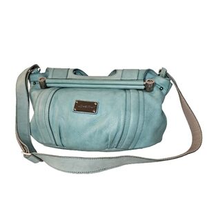 [Nuovedive]Aqua Blue Genuine Italian Leather Magnetic Snap Crossbody/Handbag